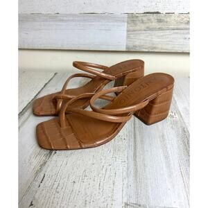 Antonio Melani Women’s 8.5 Rexxza Tan Leather Block Heel Slip-On Sandals